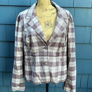 💜💜💜Hillary & Hanson XL purple houndstooth jacket blazer